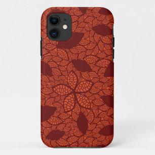 Coque iPhone 11 motif rouge feuille orange