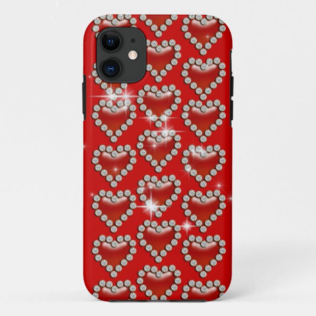 Coques Case-Mate iPhone Motif rouge romantique de coeur (Dos)