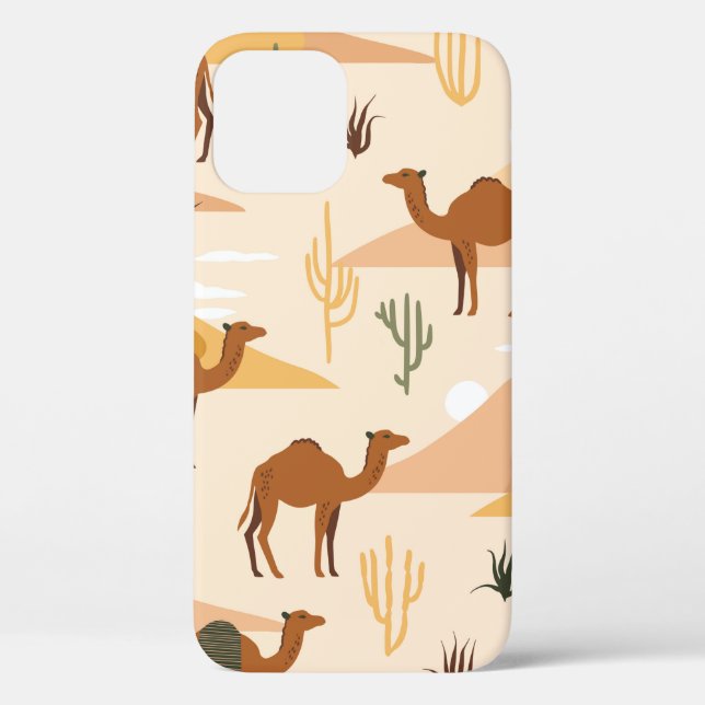 Coques Case-Mate iPhone Motif sans couture avec chameaux, dunes et cactus. (Verso)