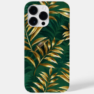 Coque Pour Pour iPhone 14 Pro Max Motif sans couture avec des fougères dorées