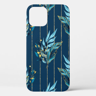 Case-Mate iPhone Case Motif sans couture avec feuilles bleus et rayures