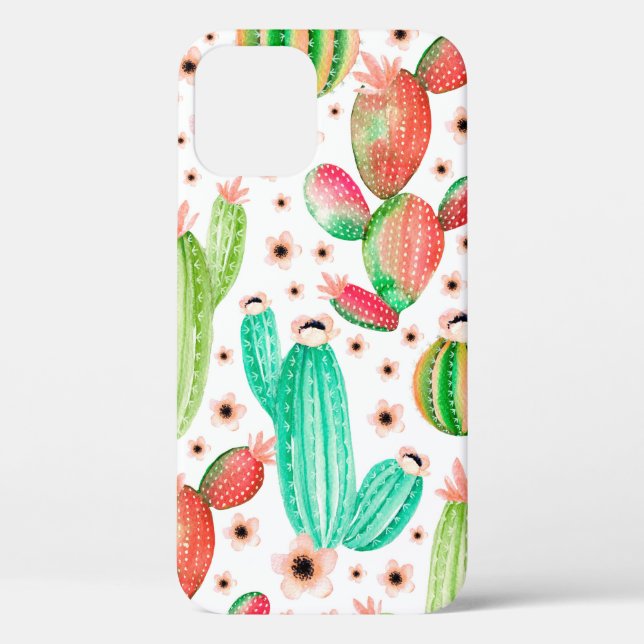 Coques Case-Mate iPhone Motif sans couture avec succulents. Aquarelle cact (Verso)