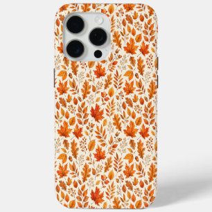 Coque iPhone 15 Pro Max Motif sans couture de feuilles d'automne chaudes
