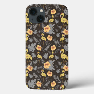 Case-Mate iPhone Case motif sans couture Flamant rose avec fleurs et feu