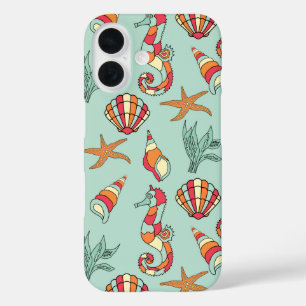 Coques iPhone 16 Motif Seahorse et Seashell
