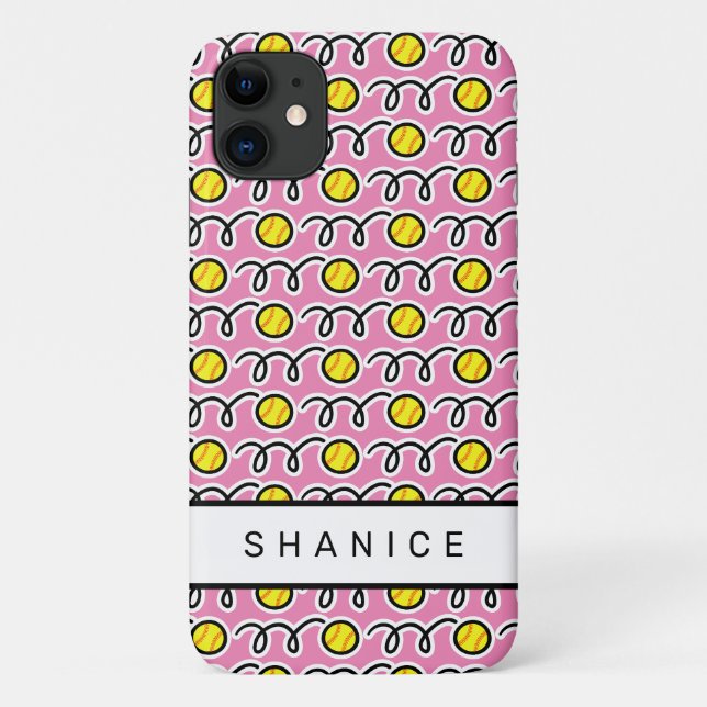 Coques Case-Mate iPhone Motif sportif Softball nom personnalisé (Dos)