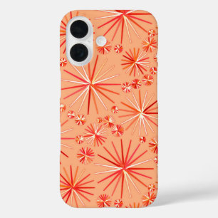 Coques iPhone 16 Motif Spoutnik du milieu du siècle, nuances de cor