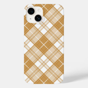 Coque Pour iPhone 14 Motif Tartan Brun Blanc yxm0uat9