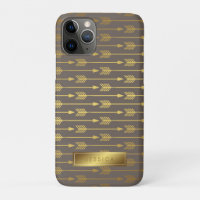 Motif Taupe Faux Gold Foil Flèches