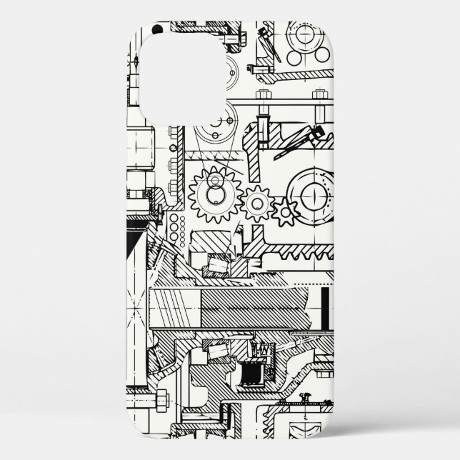 Coques Case-Mate iPhone Motif technique sans couture avec engrenages vers  (Verso)