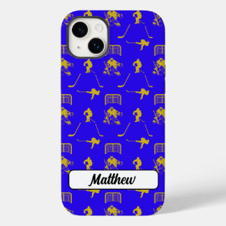 Coque Pour iPhone 14 Plus Motif tendance de hockey bleu jaune