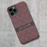 Motif Tigre en Rouge et Gris avec Nom