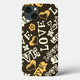 Etui iPhone 13 Motif tiré par la main d'amour