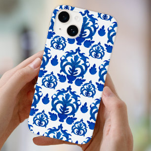 Coque Pour iPhone 14 Motif Toile de Jouy Bleu