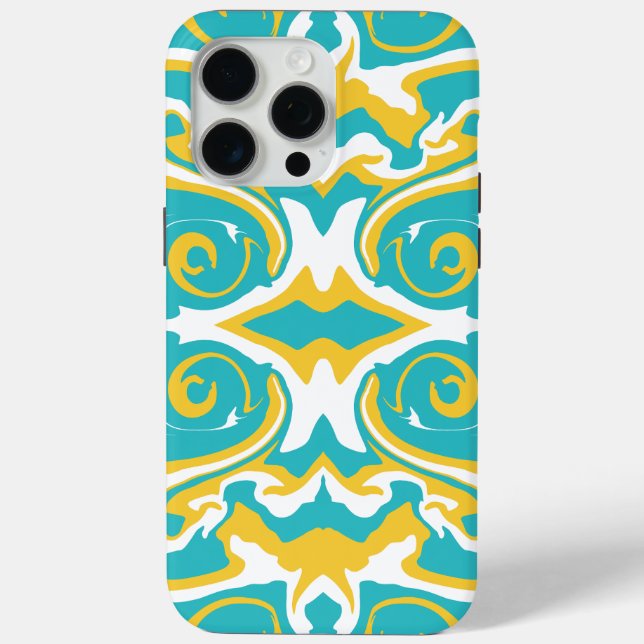 Coques Case-Mate iPhone Motif torride en Turquoise et Jaune (Verso)