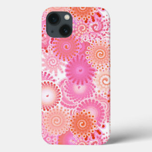 iPhone 13 Case Motif tourbillon fractal, nuances de rose et de co