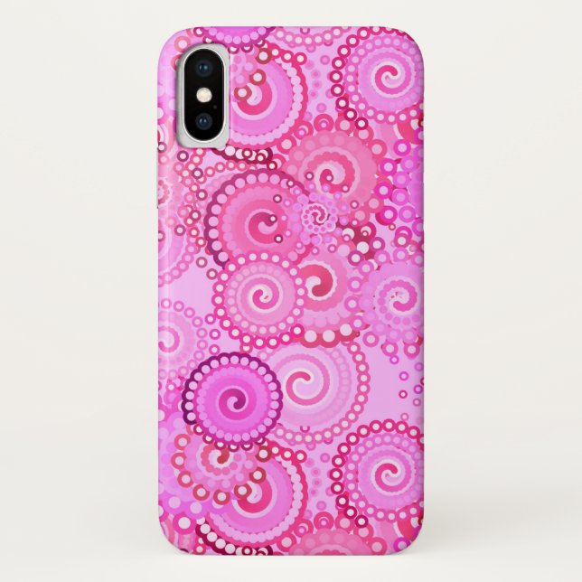 Coques Case-Mate iPhone Motif tourbillon fractal, rose et fuchsia (Dos)