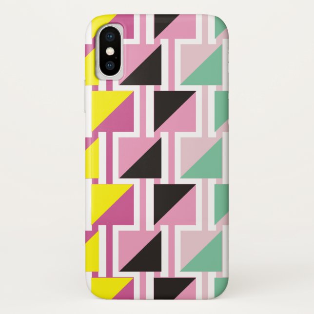 Coques Case-Mate iPhone Motif triange rétro et rose, menthe carré (Dos)