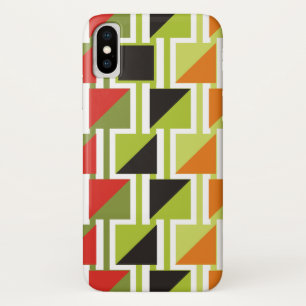 Coques Pour iPhone Motif triange rétro et vert, carrés noirs