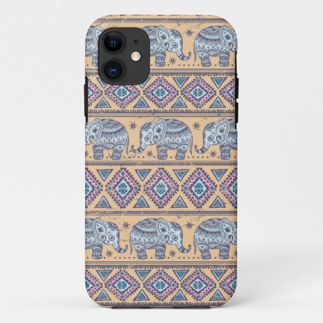 Coques Case-Mate iPhone Motif tribal Blue Ethnic Elephant (Dos)