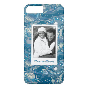 Coques Pour iPhone Motif tropical de mer votre photo et nom