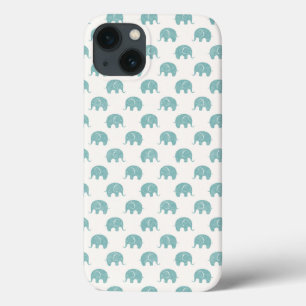 Etui iPhone 13 Motif Turquoise Cute Elephant