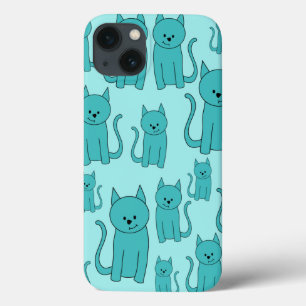 iPhone 13 Case Motif turquoise des chats mignons