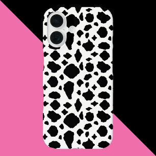 Coques iPhone 16 Motif vache noir et blanc