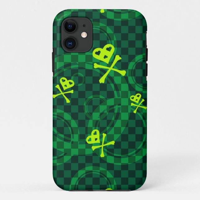 Coques Case-Mate iPhone Motif vert d'Emo avec des cercles (Dos)