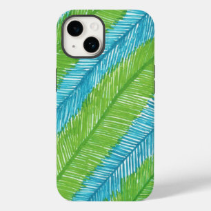 Coques Pour iPhone Motif vert et bleu de palmettes