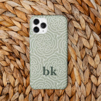 Motif vert sauge moderne monogrammé