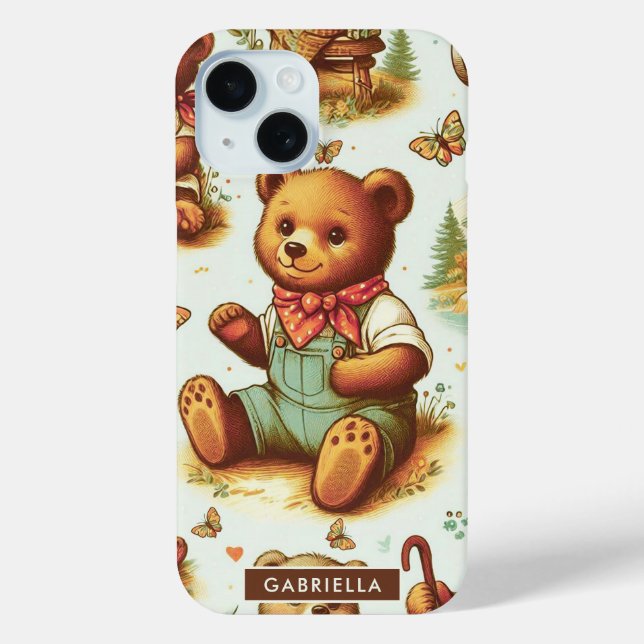Coques Case-Mate iPhone Motif vintage Cute Teddy Bear (Verso)