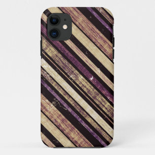 Coque iPhone 11 Motif vintage de rayures violettes foncées