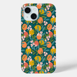 Coque Pour iPhone 15 Motif vintage en fleurs d'orange et de citron