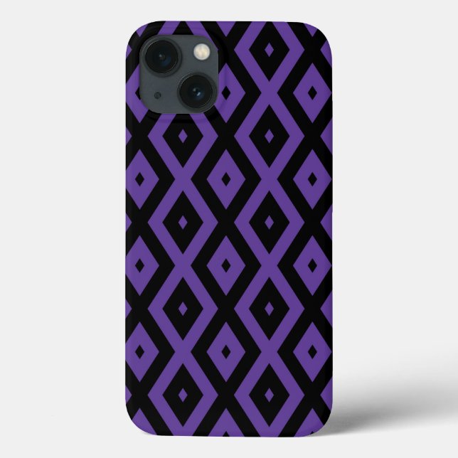 Coques Case-Mate iPhone Motif violet et diamant noir Coque-Mate iPhone (Verso)