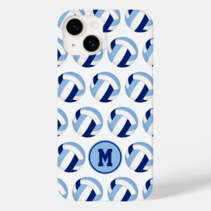 Coque Pour iPhone 14 Motif volleyballs bleu monogramme