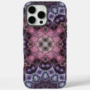 Coques iPhone 16 Pro Max Motif Web de Mandala Rose et Violet Vibrant