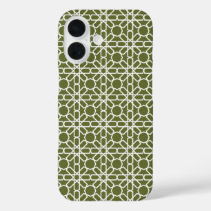 Coques iPhone 16 Motif Zellige marocain vert et blanc