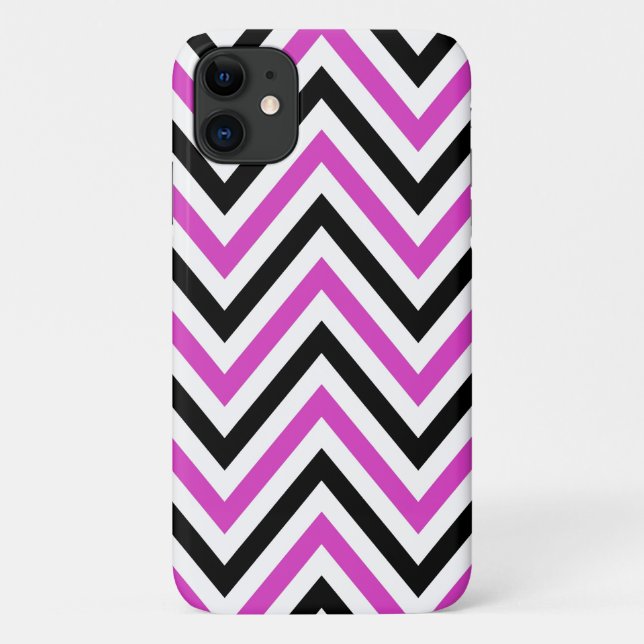 Coques Case-Mate iPhone Motif Zigzag, Motif Chevron, Rose, Noir (Dos)
