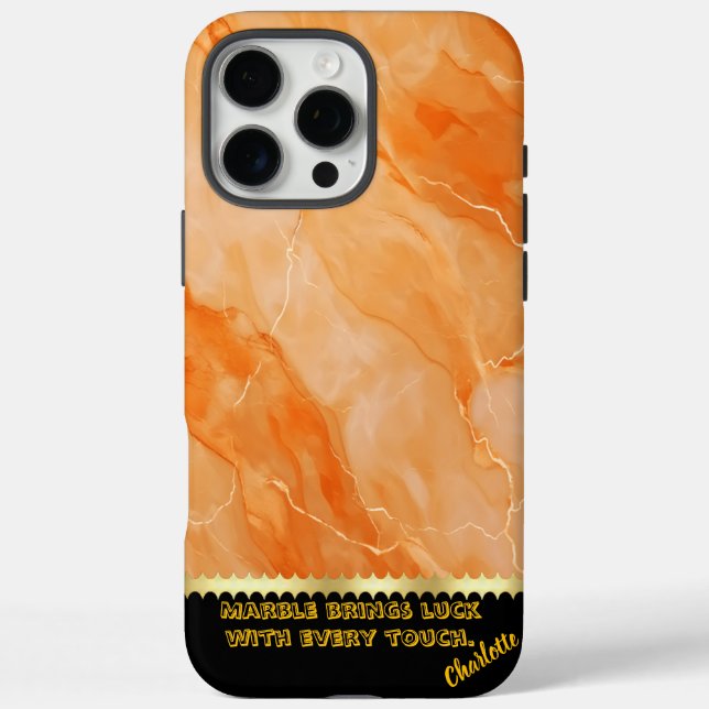 Coques Case-Mate iPhone Motifs en marbre orange vif (Verso)