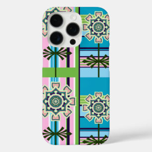 Coques iPhone 16 Pro Motifs géométriques rétro et fleurs imaginaires