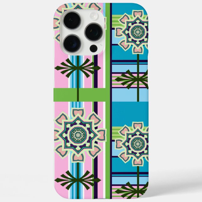 Coques Case-Mate iPhone Motifs géométriques rétro et fleurs imaginaires (Verso)