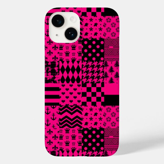 Coques Case-Mate iPhone Motifs mélangés rose noir (Verso)