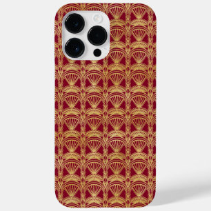 COQUE POUR POUR iPhone 14 PRO MAX MOTIFS RED & GOLD ART DECO