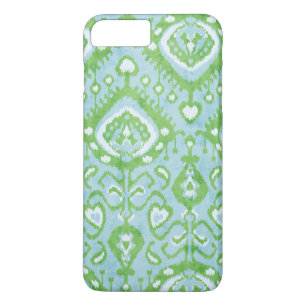 Coques Pour iPhone Motifs tribaux mignons bleu et vert ikat