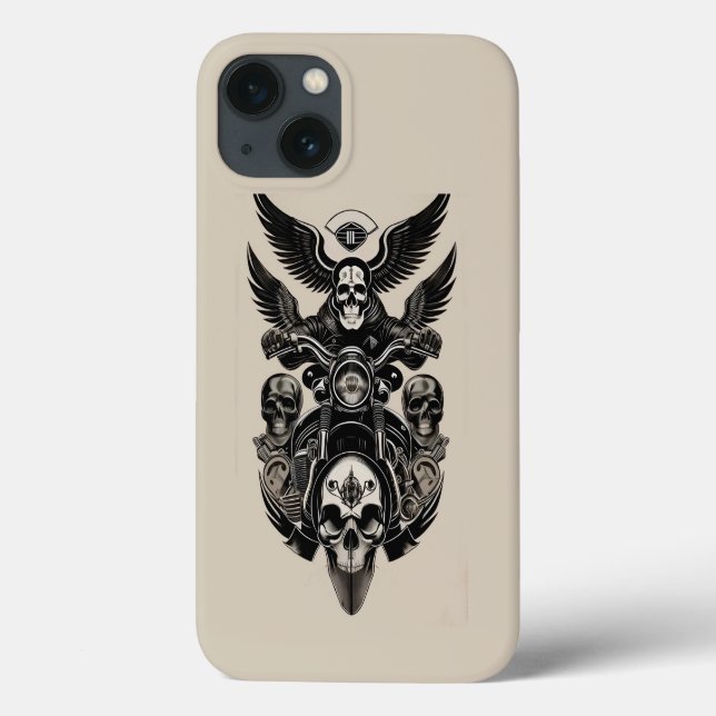 Coques Case-Mate iPhone Moto à thème crâne avec ailes (Verso)