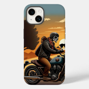 Coque Pour iPhone 14 Motocycliste avec masque de crâne à cheval