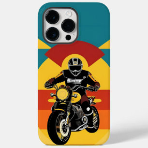 Coque Pour Pour iPhone 14 Pro Max Motocycliste retro stylisé en coucher Pittoresque 