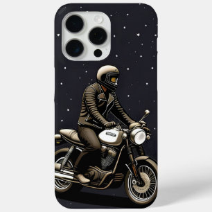 Coque iPhone 15 Pro Max Motocycliste roulant sous un ciel éclairé par la l