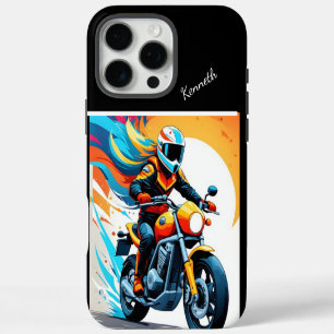 Coques iPhone 16 Pro Max Motorcycle Rider at Sunset